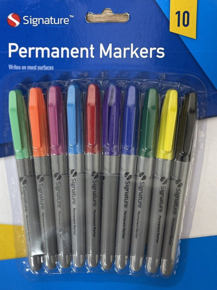 Signature Permanent Markers Mix Colours 10 Pack single front view