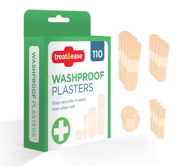 Treat & Ease Washproof 110 Plasters single pack front view