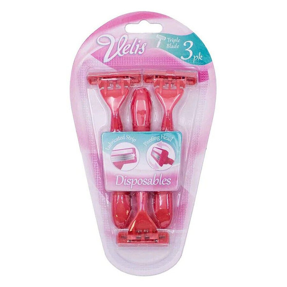 Velis Ladies Disposable Razors 3 Pack single pack front view