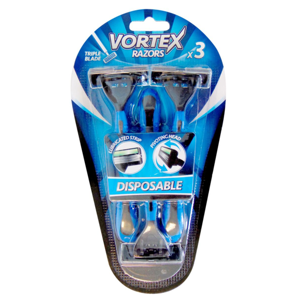 Vortex Men’s Disposable Razors 3 Pack single pack front view