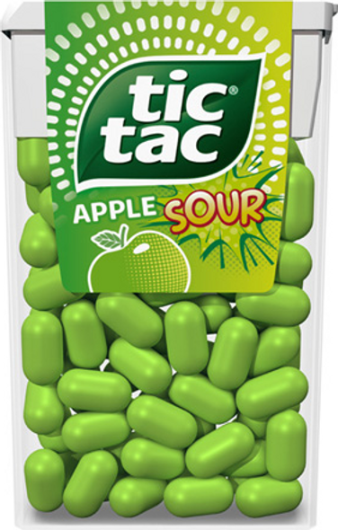 Tic Tac Apple Sour 18g sour mint pocket pack front view