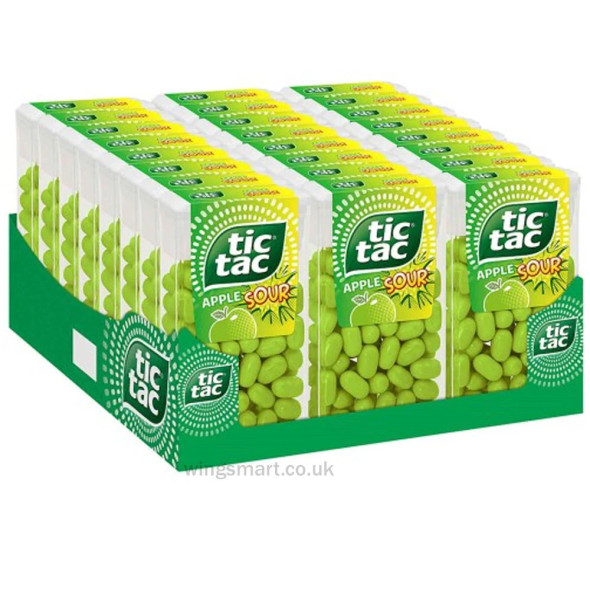 Bulk case of Tic Tac Apple Sour 18g pocket mints for wholesale cash and carry