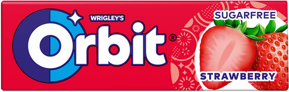 Orbit Strawberry Chewing Gum Sugar Free 10 Pieces pack front view