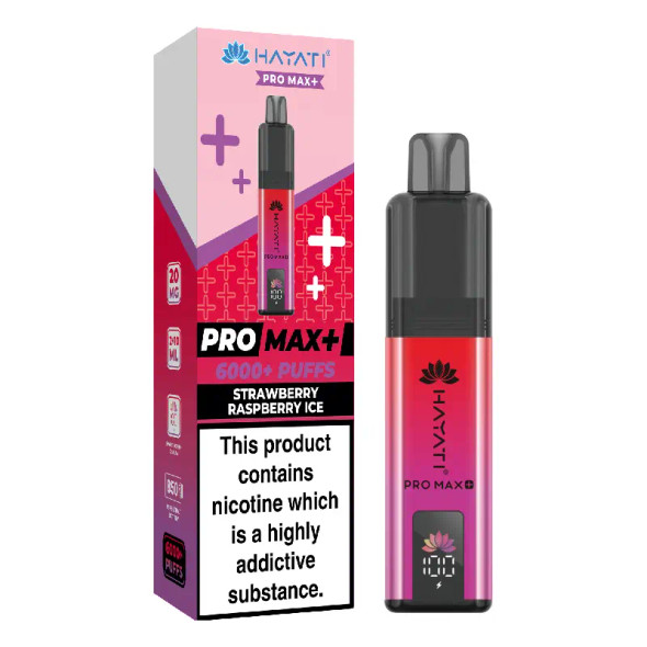 Hayati PRO MAX+ 6000+ Kit Strawberry Raspberry Ice vape device front view