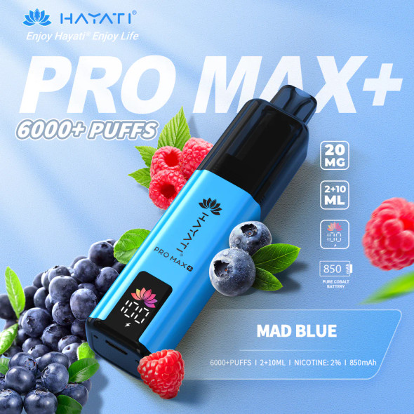 Hayati PRO MAX+ 6000+ Mad Blue vape pod front view