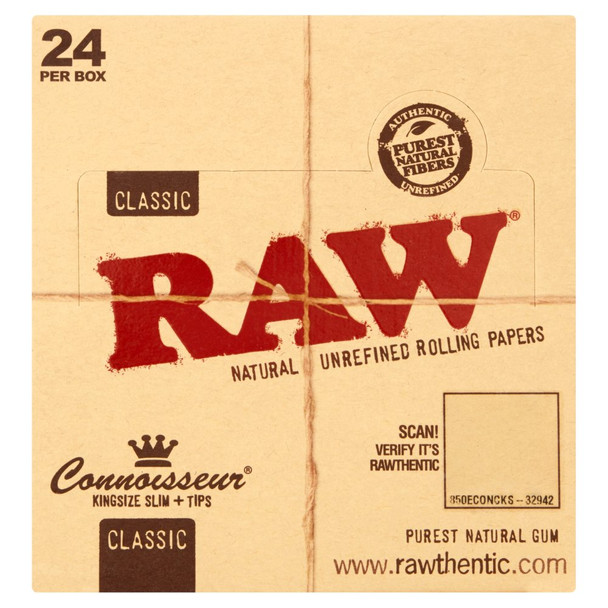RAW Classic Connoisseur King Size Slim Rolling Papers & Tips 32s