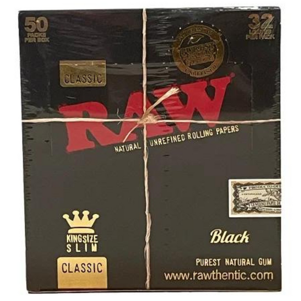 RAW Black Classic King Size Slim Rolling Papers 32s