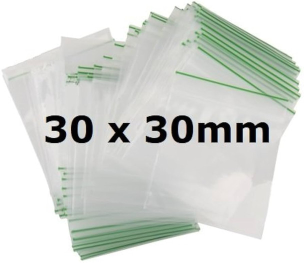 Plain Grip Seal Bags 30mm x 30mm (1⅕"x 1⅕") 100 Pack