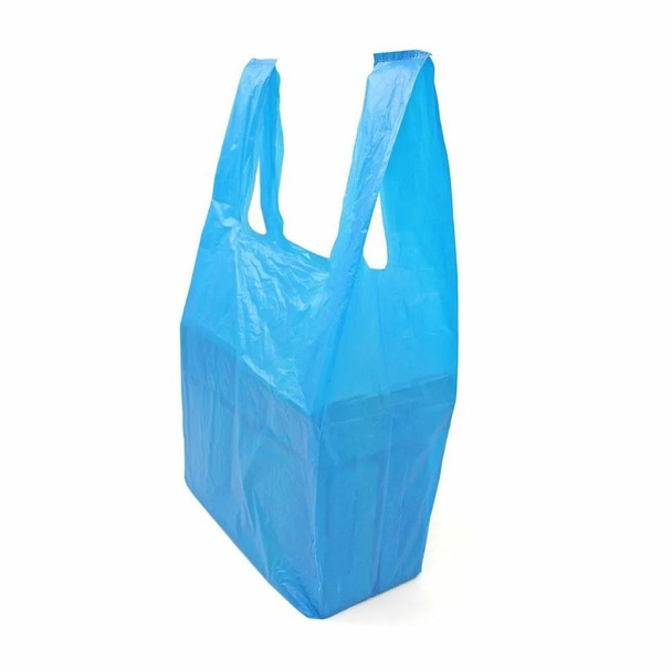 M5 blue plastic vest carrier bag 12x18x24 inch – extra large hi-tensile takeaway and shopping bag with handles