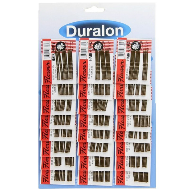 Duralon brown hair grips – 12-pack of strong bobby pins for secure hairstyling