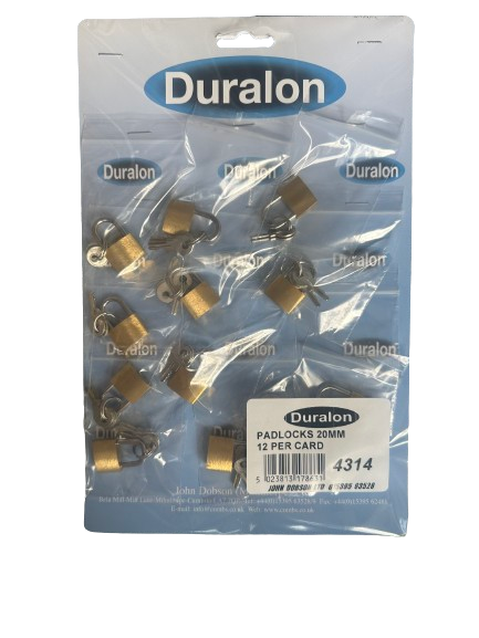 Duralon 20mm padlock – mini brass security lock with 2 keys for pencil cases, travel bags and small zips