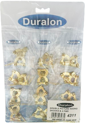 Duralon double picture hooks – heavy-duty metal wall hooks with dual pins for hanging large frames and wall décor