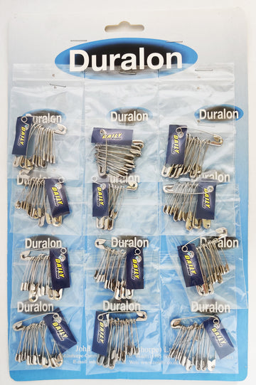 Duralon silver safety pins – assorted sizes metal pins for sewing, repairs and everyday fastening