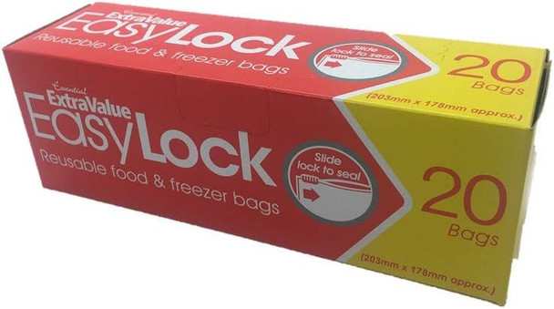 Essential 20 Extra Value Easy Lock 18x20cm Food & Freezer Bags