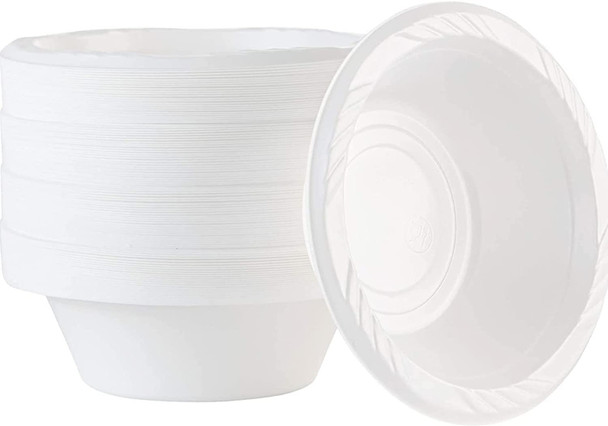 100pk 12oz reusable white plastic bowls – commercial catering use
