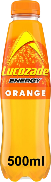 Lucozade Energy Drink Orange 500ml bottle front label