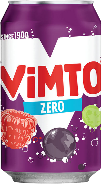 Vimto Zero 330ml can front label Vimto Zero 330ml can front label