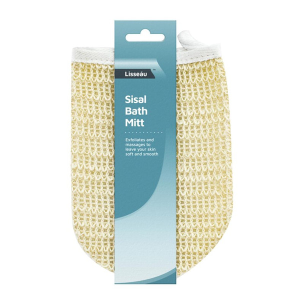 Sisal Bath Mitt front view with natural fibre texture