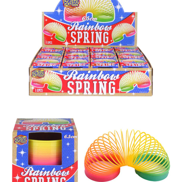 Rainbow Spring 6.5 cm colourful coil toy front view