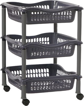 Multipurpose Grey 3 Tier Trolley single front view