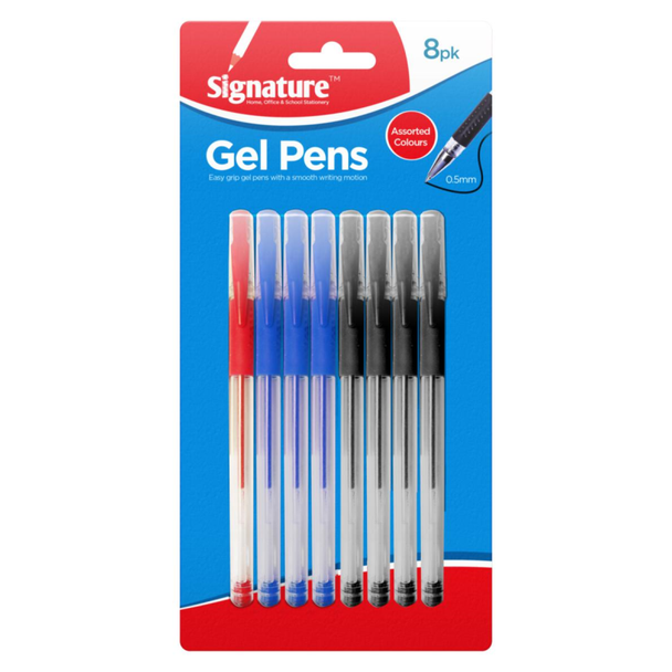 Signature Gel Pens Assorted Colours 8 Pack single front view