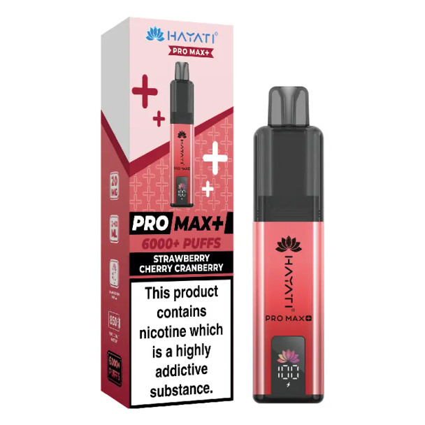 Hayati PRO MAX+ 6000+ Kit Strawberry Cherry Cranberry vape device front view