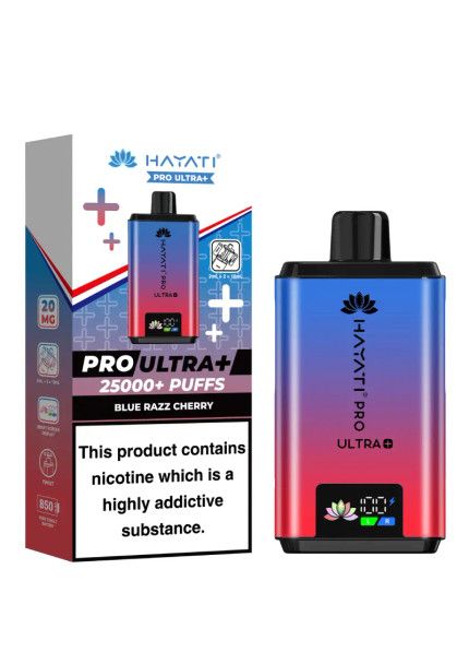 Hayati PRO ULTRA+ 25000+ Puff Blue Razz Cherry vape device front