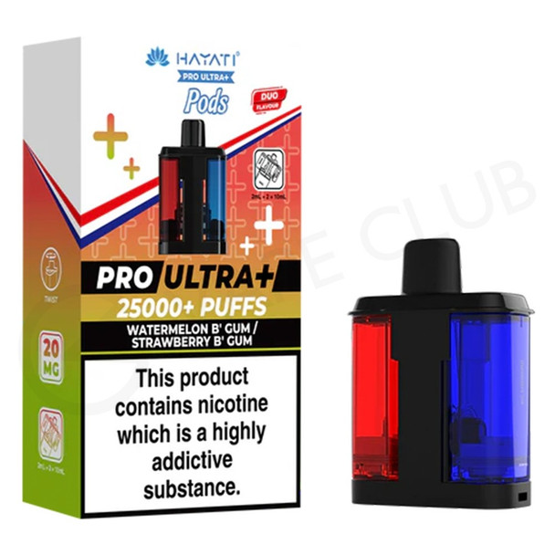 Hayati PRO ULTRA+ 25000+ Pods – Watermelon B’ Gum / Strawberry B’ Gum front view
