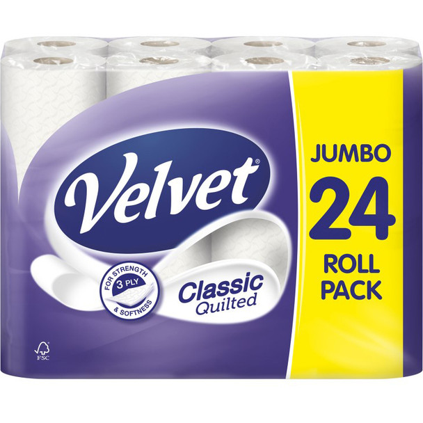 Velvet Classic Quilted Toilet Tissue 24 Rolls