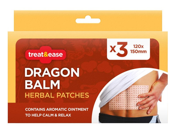 Treat & Ease Dragon Balm Herbal Patches 3 Pack (Case)