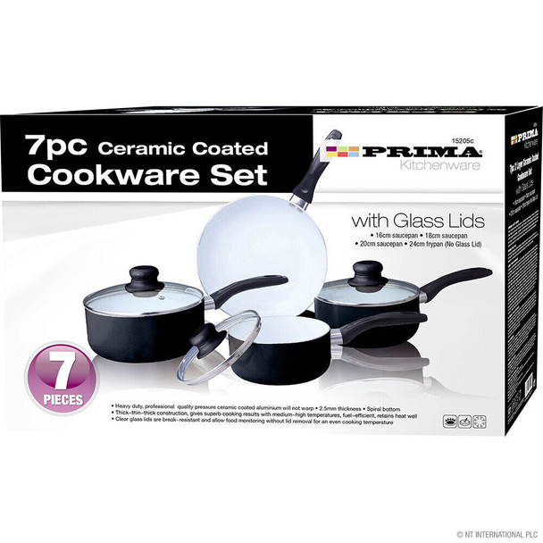 Prima Cookware Set N/S Ceramic 7 Piece Black