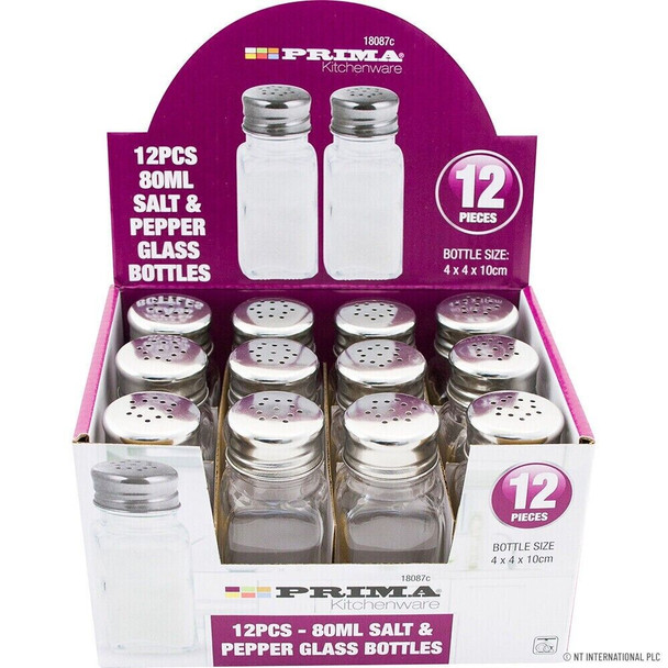 Prima Salt & Pepper Glass Shakers 80ml