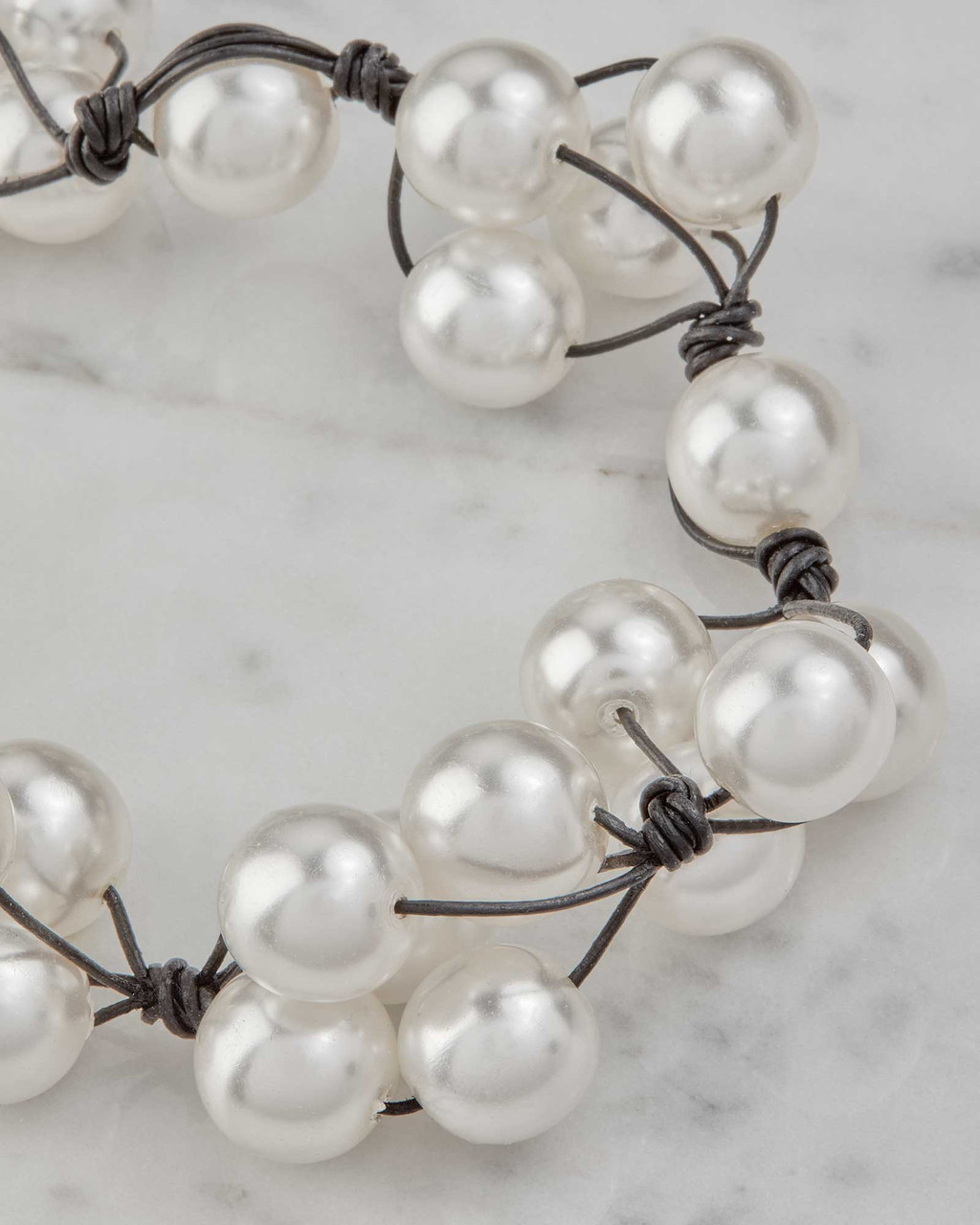 Glass Pearls with Woven Black Leather Necklace | Shop Smithsonian
