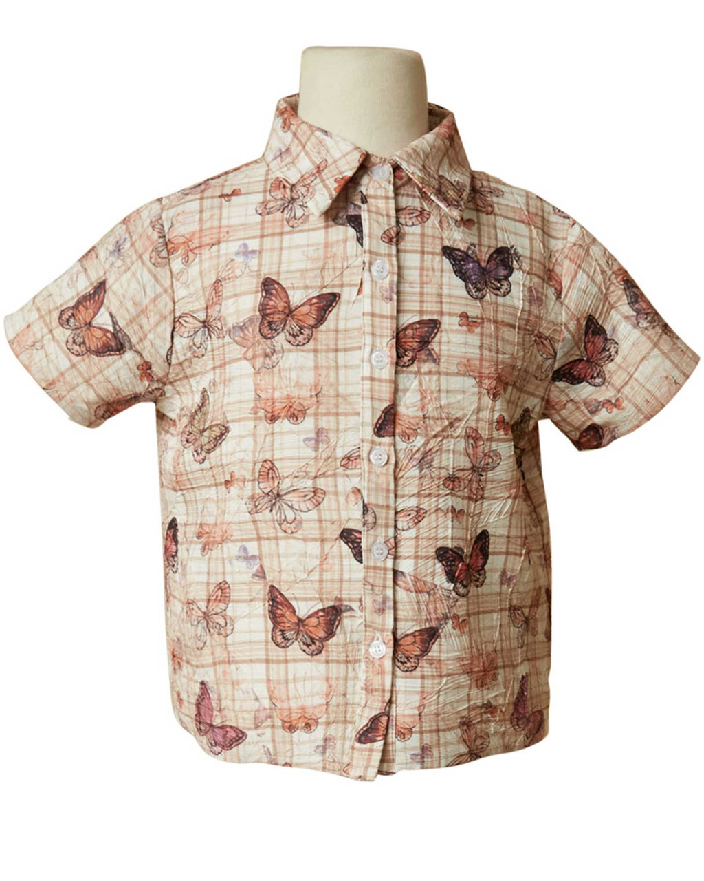 Butterfly Plaid Print Button-Up Kids' Shirt Shop Smithsonian Store