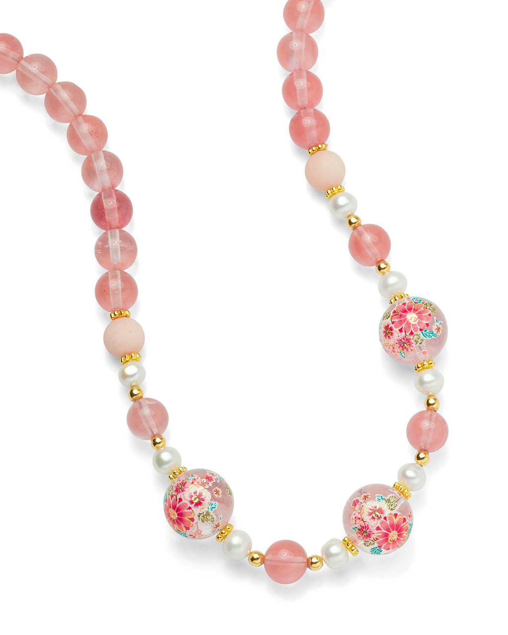 KAMIYA Mexican Beads Necklace ピンク Vintage Czech Glass Pink Beaded Necklace Layered Multistrand
