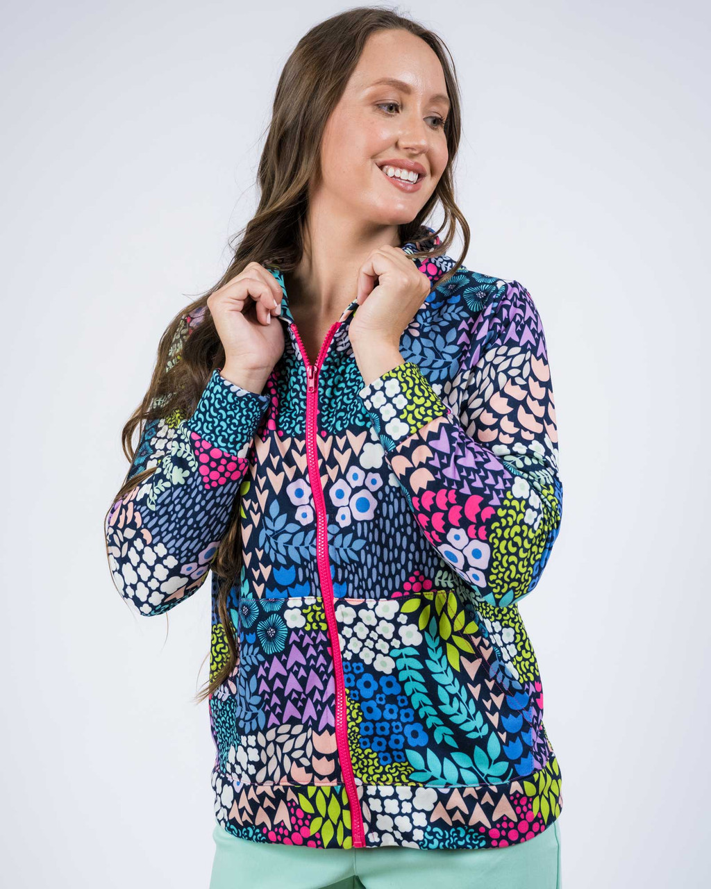 Navy Floral Printed Hoodie Jacket | Shop Smithsonian Store