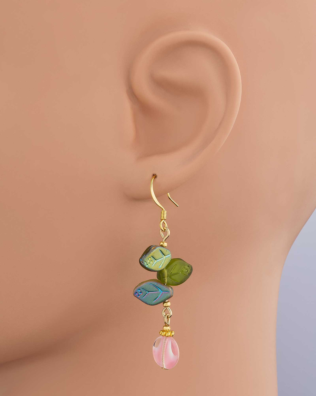 Bohemian Leaf and Pink Art Glass Earrings | Shop Smithsonian Store