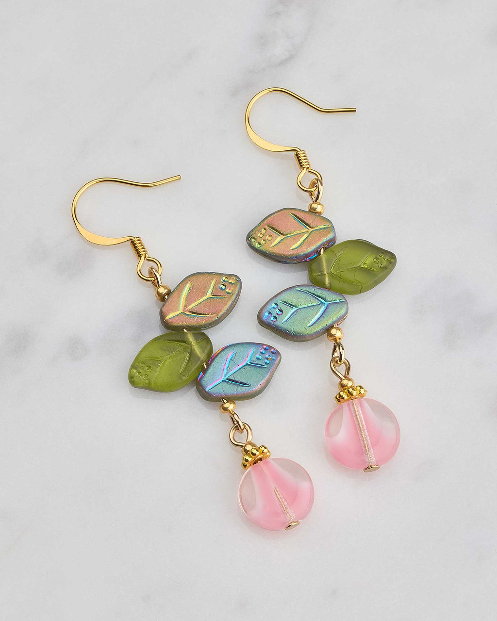 Bohemian Leaf and Pink Art Glass Earrings | Shop Smithsonian Store
