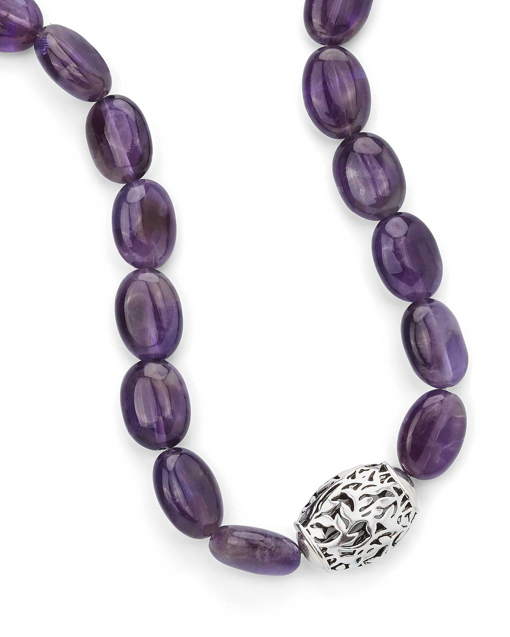Amethyst Oval Beaded Necklace with Sterling Silver Filigree | Shop