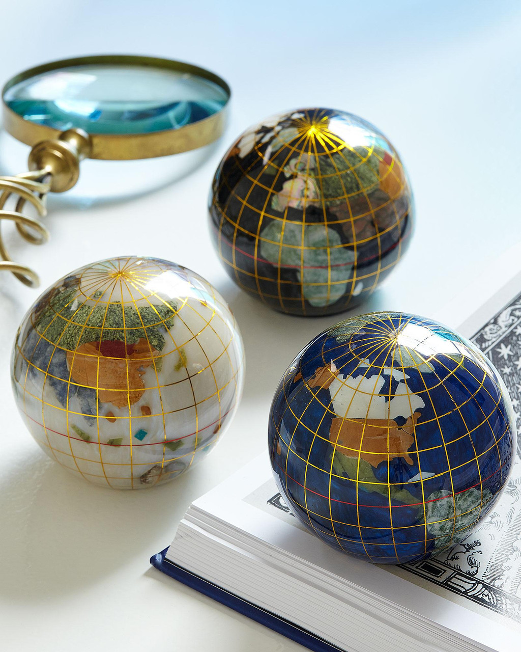 Smithsonian Black Mineral Globe Paperweight