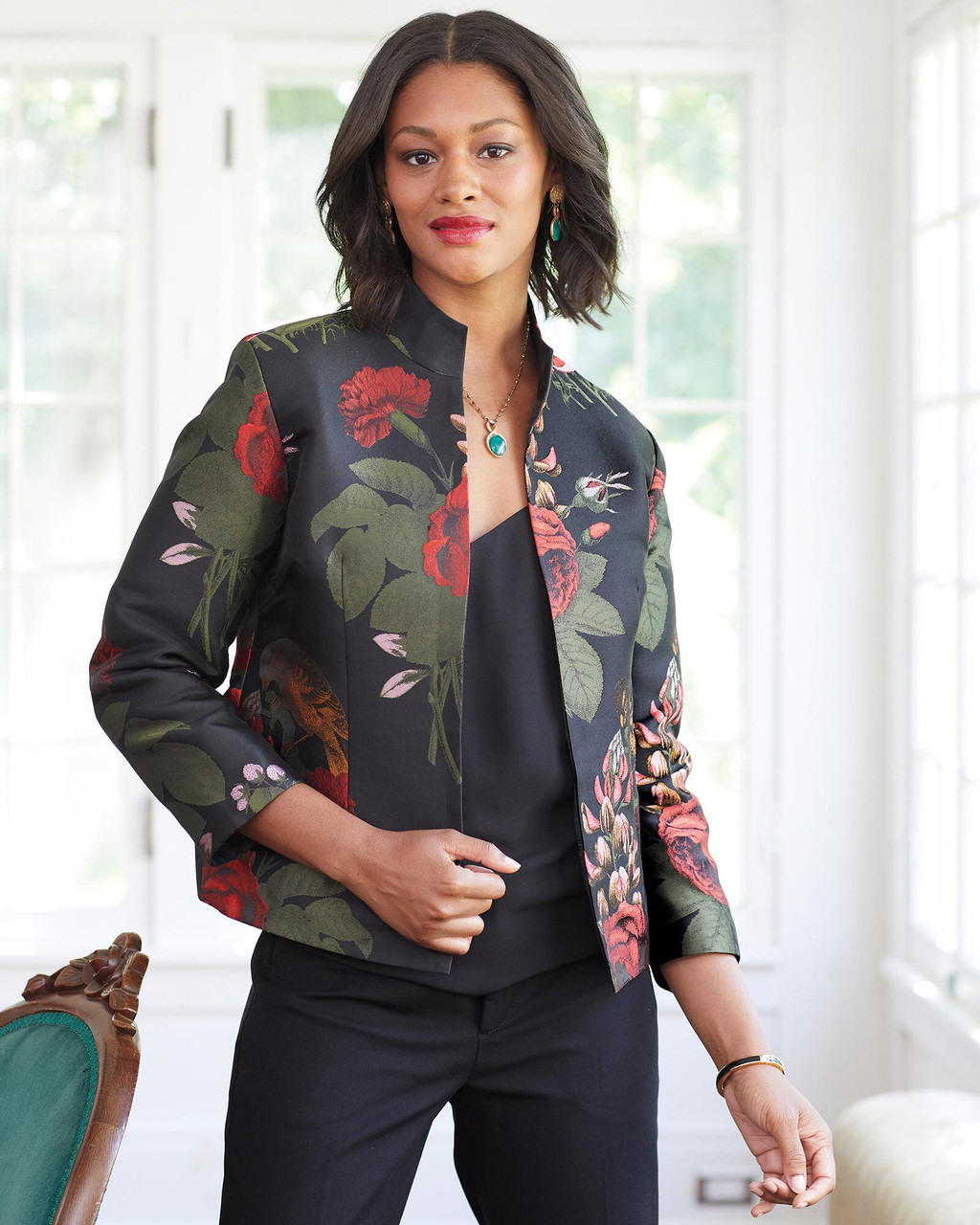 Floral Parrot Short Jacket