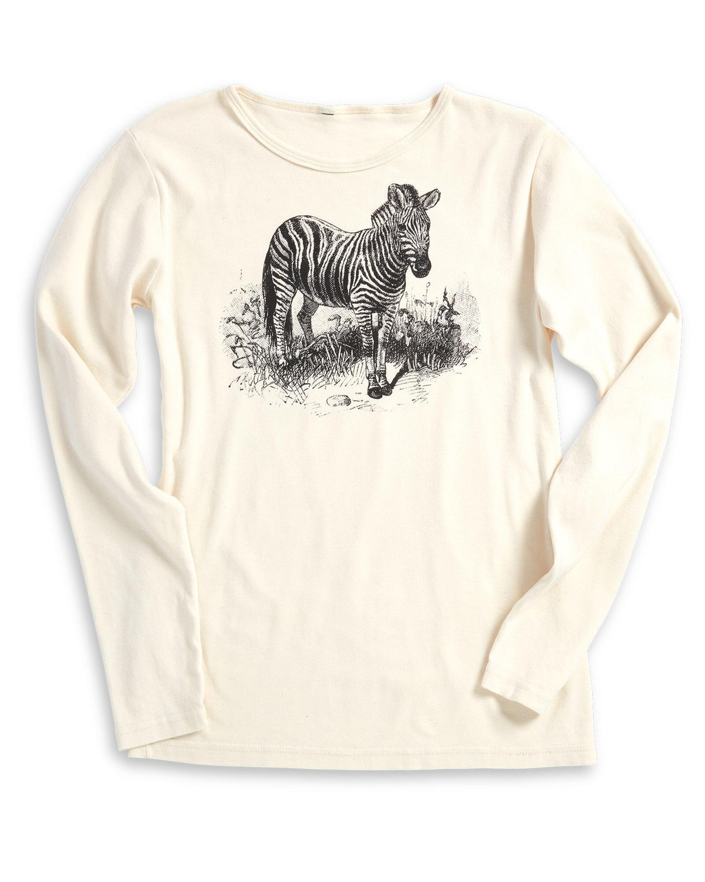 Long-Sleeve Cream Zebra Tee