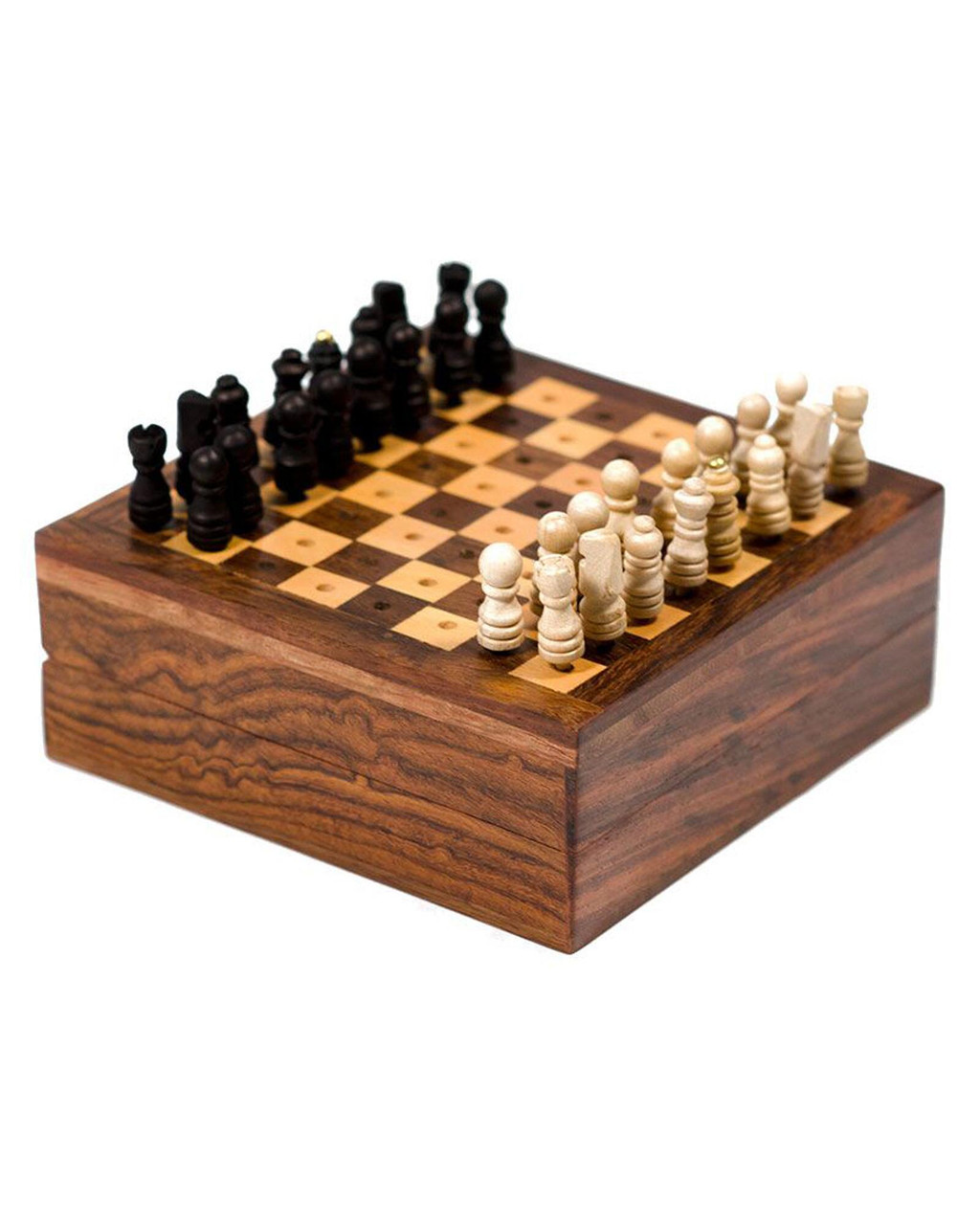 Wooden Round Chess Set Dia 4" Chess Toy Small 