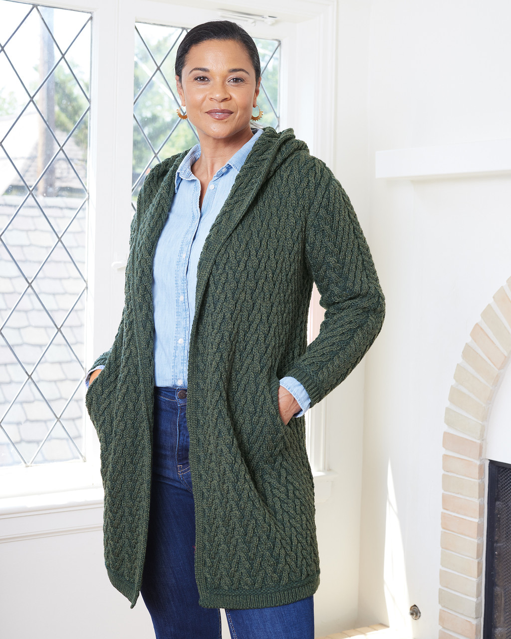 Shawl Collar Cardigan with Hood