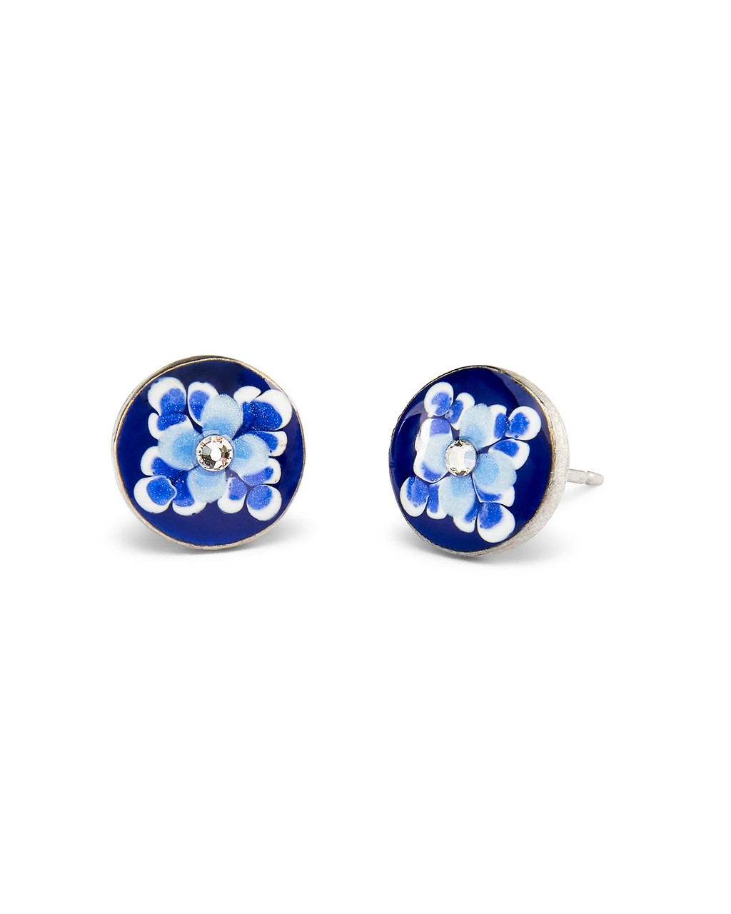 Blue Floral Crystal Earrings