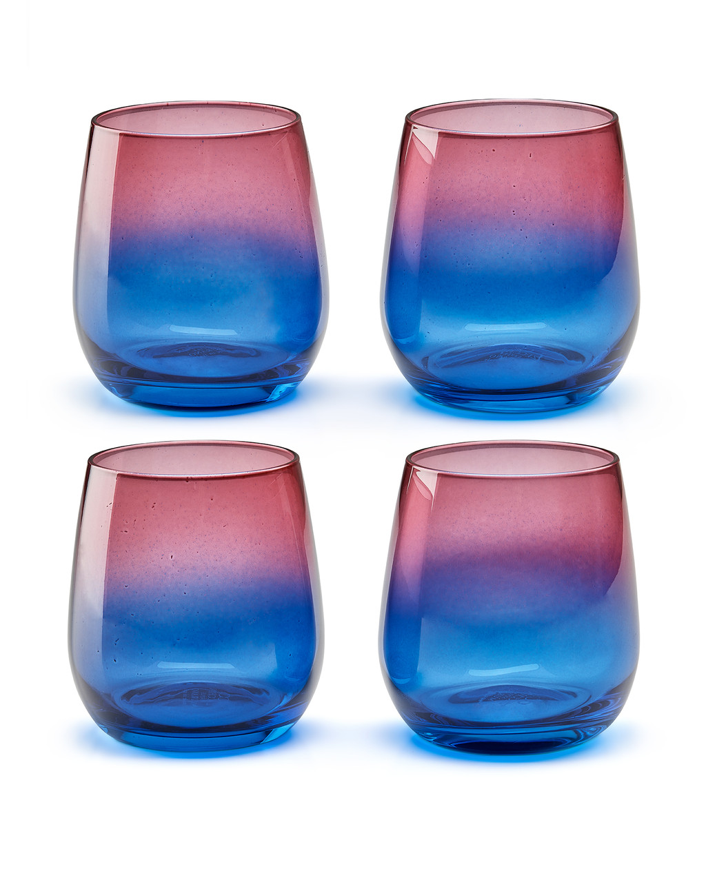 2000s Vertri Cobalt Blue Stemless Wine Glasses - Set of 4