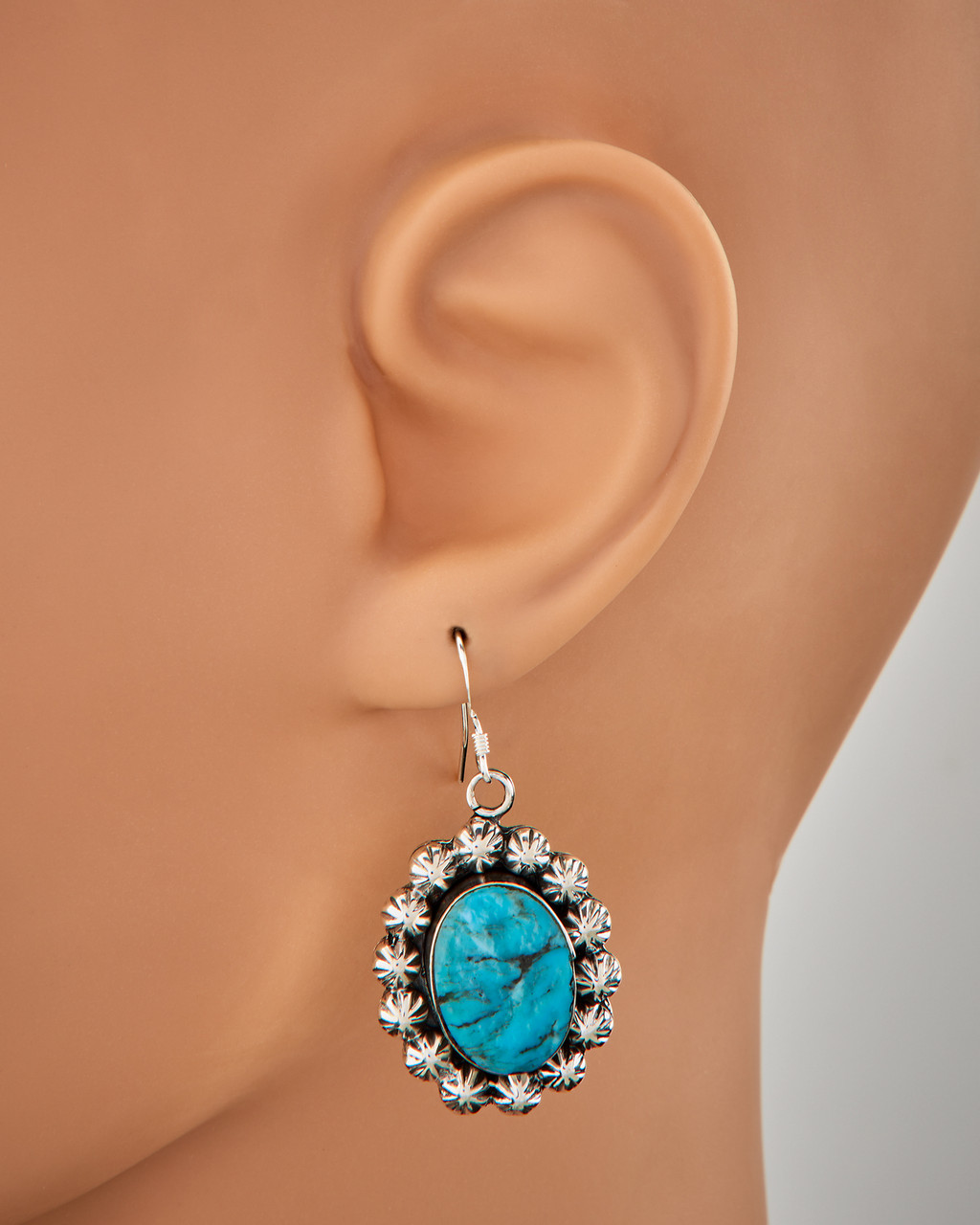 Navajo Sterling Silver and Turquoise Drop Earrings