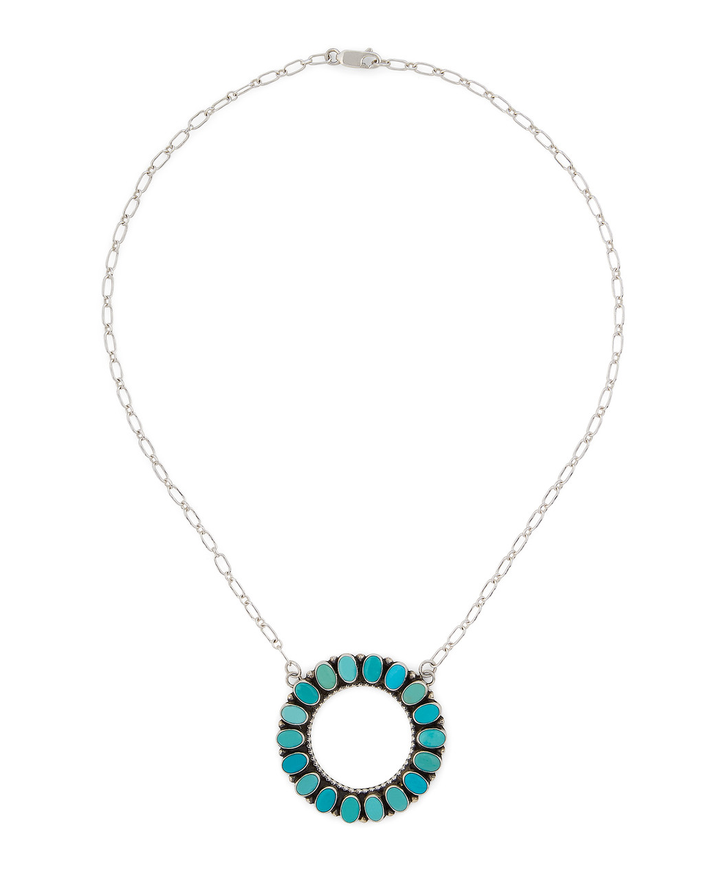 Navajo Sterling Silver and Turquoise Pendant Necklace