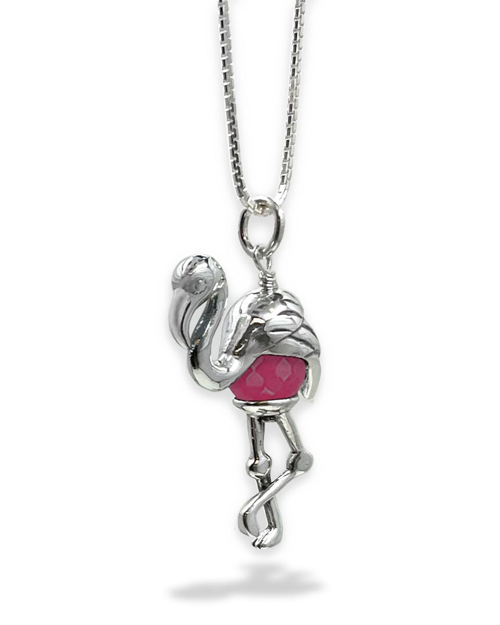 14K White gold diamond flamingo necklace, pendant G15945 |Silver City  Sarasota.