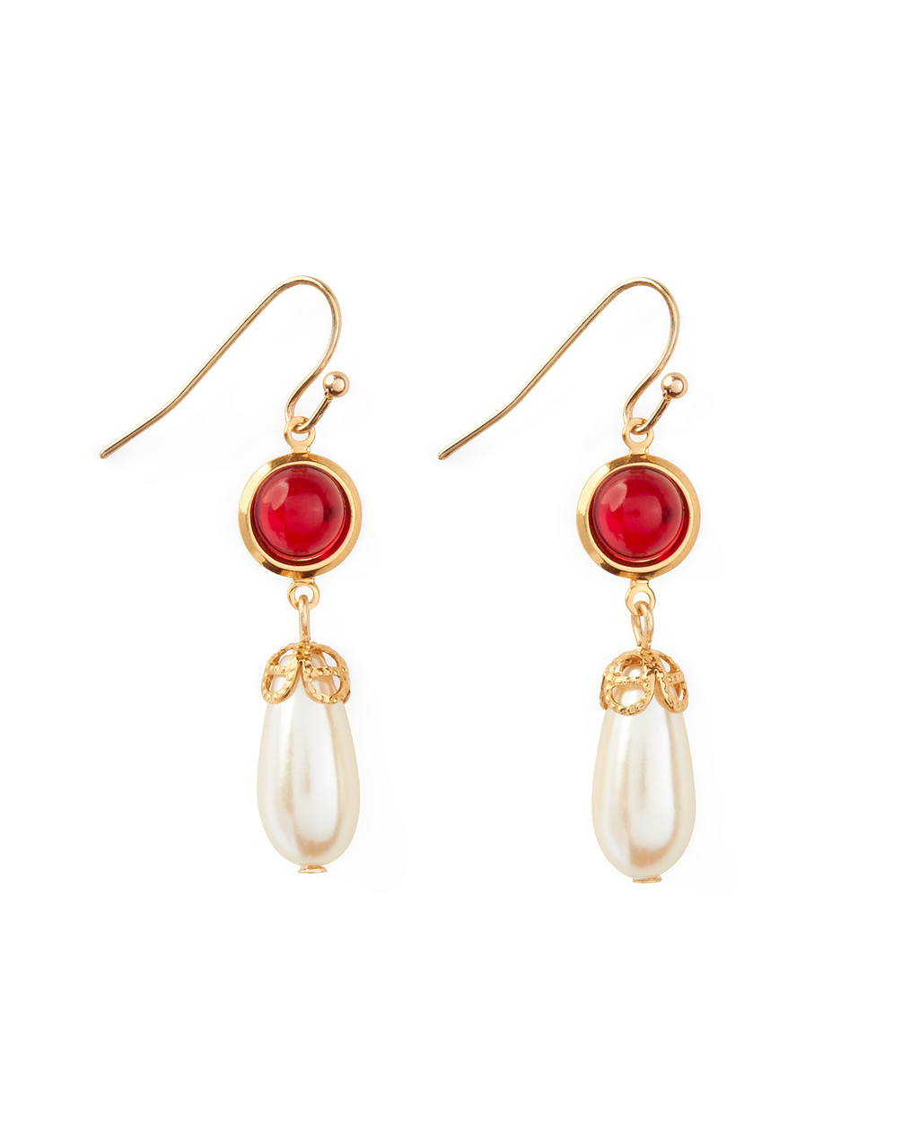 Buy Bindhani Gold-Plated Pearl Stone Multicolor Red Drop Earrings